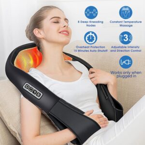 AERLANG Shiatsu 4D: Masajeador profundo con calor. Alivio de cuello, espalda y hombros.