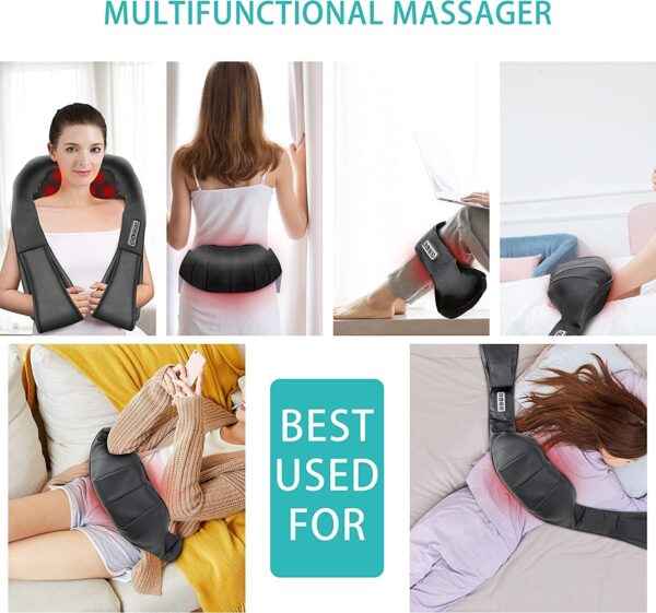 AERLANG Shiatsu 4D: Masajeador profundo con calor. Alivio de cuello, espalda y hombros. - Imagen 5