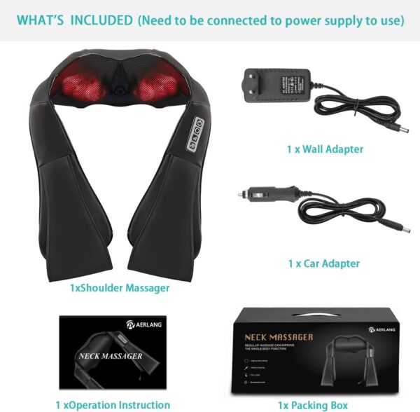 AERLANG Shiatsu 4D: Masajeador profundo con calor. Alivio de cuello, espalda y hombros. - Imagen 4